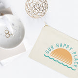 Our Happy Place Cotton Canvas Cosmetic Bag - The Cotton and Canvas Co.