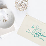 I Sea You Cotton Canvas Cosmetic Bag - The Cotton and Canvas Co.