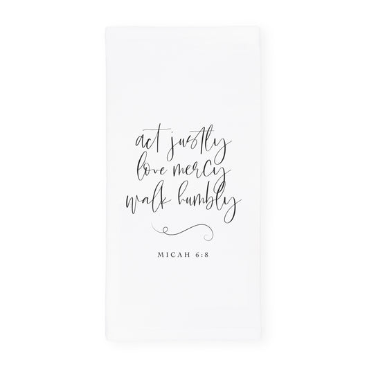 Act Justly Love Mercy Walk Humbly, Micah 6:8 Cotton Canvas Scripture, Bible Kitchen Tea Towel - The Cotton and Canvas Co.