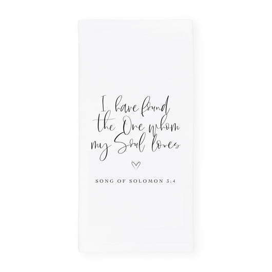 I Have Found the One Whom My Soul Loves, Song of Solomon 3:4 Cotton Canvas Scripture, Bible Kitchen Tea Towel - The Cotton and Canvas Co.