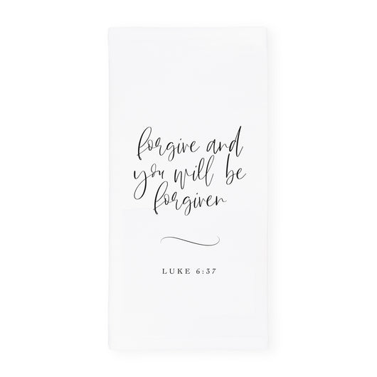 Forgive and You Will Be Forgiven, Luke 6:37 Cotton Canvas Scripture, Bible Kitchen Tea Towel - The Cotton and Canvas Co.