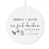 Our First Christmas Engaged with Name and Date Christmas Ornament
