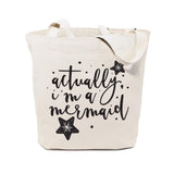 Actually, I'm a Mermaid Cotton Canvas Tote Bag - The Cotton and Canvas Co.
