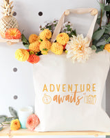 Adventure Awaits Cotton Canvas Tote Bag - The Cotton and Canvas Co.