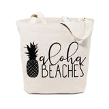 Aloha Beaches Cotton Canvas Tote Bag - The Cotton and Canvas Co.