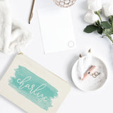 Personalized Name Aqua Watercolor Cosmetic Bag and Travel Make Up Pouch - The Cotton and Canvas Co.