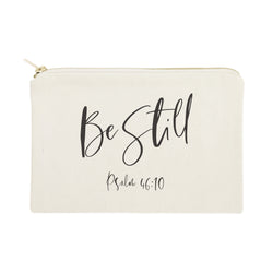 Be Still, Psalm 46:10 Cotton Canvas Cosmetic Bag - The Cotton and Canvas Co.