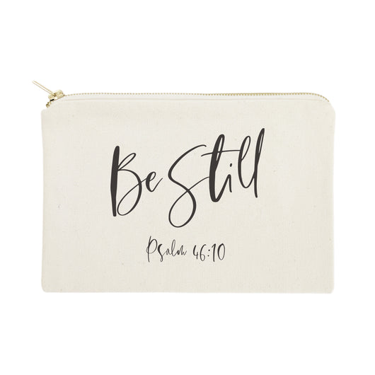 Be Still, Psalm 46:10 Cotton Canvas Cosmetic Bag - The Cotton and Canvas Co.