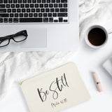Be Still, Psalm 46:10 Cotton Canvas Cosmetic Bag - The Cotton and Canvas Co.