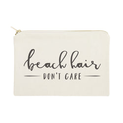 Beach Hair Don't Care Cotton Canvas Cosmetic Bag - The Cotton and Canvas Co.