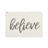 Believe Cotton Canvas Cosmetic Bag - The Cotton and Canvas Co.