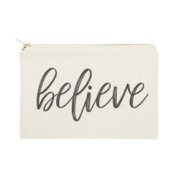 Believe Cotton Canvas Cosmetic Bag - The Cotton and Canvas Co.