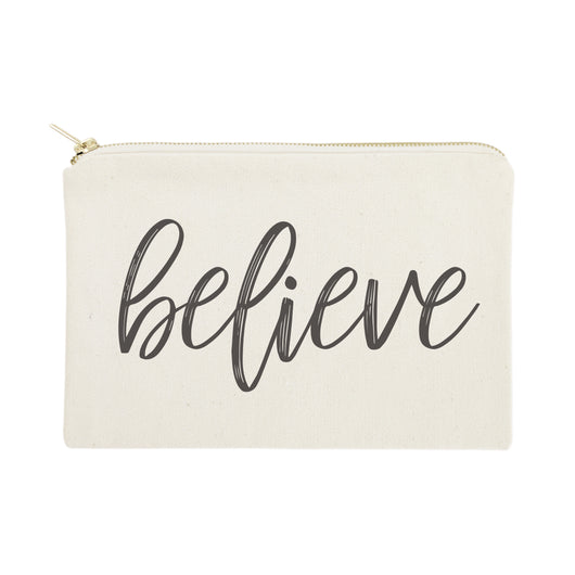 Believe Cotton Canvas Cosmetic Bag - The Cotton and Canvas Co.