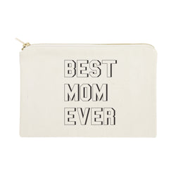 Modern Best Mom Ever Cotton Canvas Cosmetic Bag - The Cotton and Canvas Co.