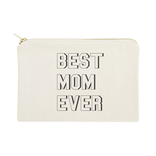 Modern Best Mom Ever Cotton Canvas Cosmetic Bag - The Cotton and Canvas Co.