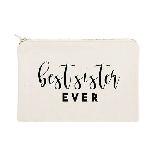 Best Sister Ever Cotton Canvas Cosmetic Bag - The Cotton and Canvas Co.