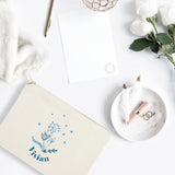 Personalized Name Blue Floral Cosmetic Bag and Travel Make Up Pouch - The Cotton and Canvas Co.