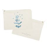 Personalized Name Blue Floral Cosmetic Bag and Travel Make Up Pouch - The Cotton and Canvas Co.