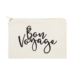 Bon Voyage Travel Cotton Canvas Cosmetic Bag - The Cotton and Canvas Co.