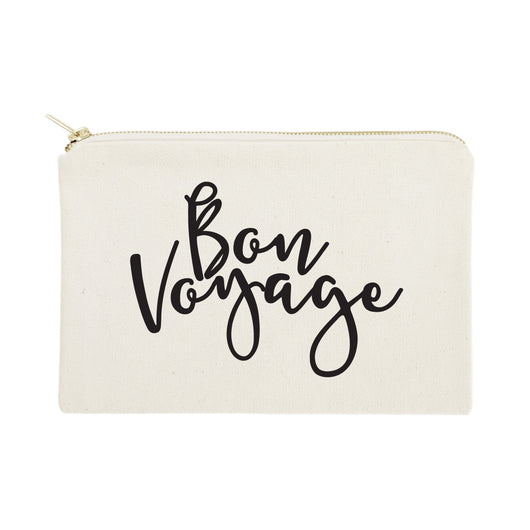 Bon Voyage Travel Cotton Canvas Cosmetic Bag - The Cotton and Canvas Co.