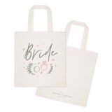 Floral Bride Wedding Cotton Canvas Tote Bag - The Cotton and Canvas Co.