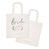 Floral Personalized Name Bride Wedding Cotton Canvas Tote Bag - The Cotton and Canvas Co.