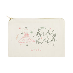 Floral Bridesmaid Personalized Cotton Canvas Cosmetic Bag - The Cotton and Canvas Co.