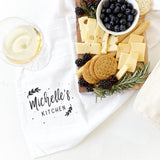 Personalized Name with Leaves Kitchen Tea Towel - The Cotton and Canvas Co.