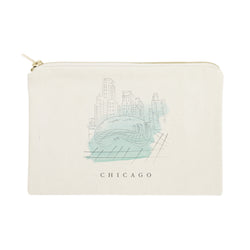 Chicago Cityscape Cotton Canvas Cosmetic Bag - The Cotton and Canvas Co.