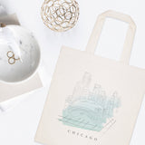 Chicago Cityscape Cotton Canvas Tote Bag - The Cotton and Canvas Co.