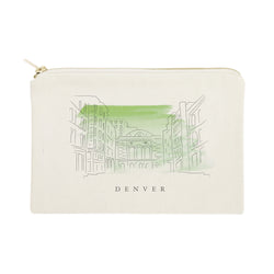 Denver Cityscape Cotton Canvas Cosmetic Bag - The Cotton and Canvas Co.