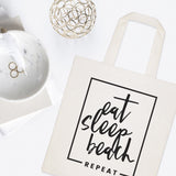 Eat, Sleep, Beach, Repeat Cotton Canvas Tote Bag - The Cotton and Canvas Co.