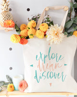 Explore. Dream. Discover Cotton Canvas Tote Bag - The Cotton and Canvas Co.
