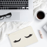 Closed Eyelashes Cotton Canvas Cosmetic Bag - The Cotton and Canvas Co.