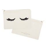 Closed Eyelashes Cotton Canvas Cosmetic Bag - The Cotton and Canvas Co.