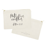 Faith Moves Mountains, Matthew 17:30 Cotton Canvas Cosmetic Bag - The Cotton and Canvas Co.