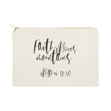Faith Moves Mountains, Matthew 17:30 Cotton Canvas Cosmetic Bag - The Cotton and Canvas Co.