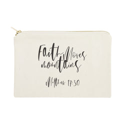 Faith Moves Mountains, Matthew 17:30 Cotton Canvas Cosmetic Bag - The Cotton and Canvas Co.
