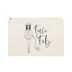 Fierce and Fab Cotton Canvas Cosmetic Bag - The Cotton and Canvas Co.