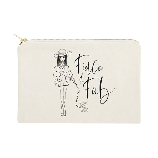 Fierce and Fab Cotton Canvas Cosmetic Bag - The Cotton and Canvas Co.