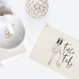 Fierce and Fab Cotton Canvas Cosmetic Bag - The Cotton and Canvas Co.