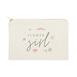 Floral Flower Girl Cotton Canvas Cosmetic Bag - The Cotton and Canvas Co.