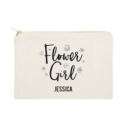 Personalized Flower Girl Cotton Canvas Cosmetic Bag - The Cotton and Canvas Co.