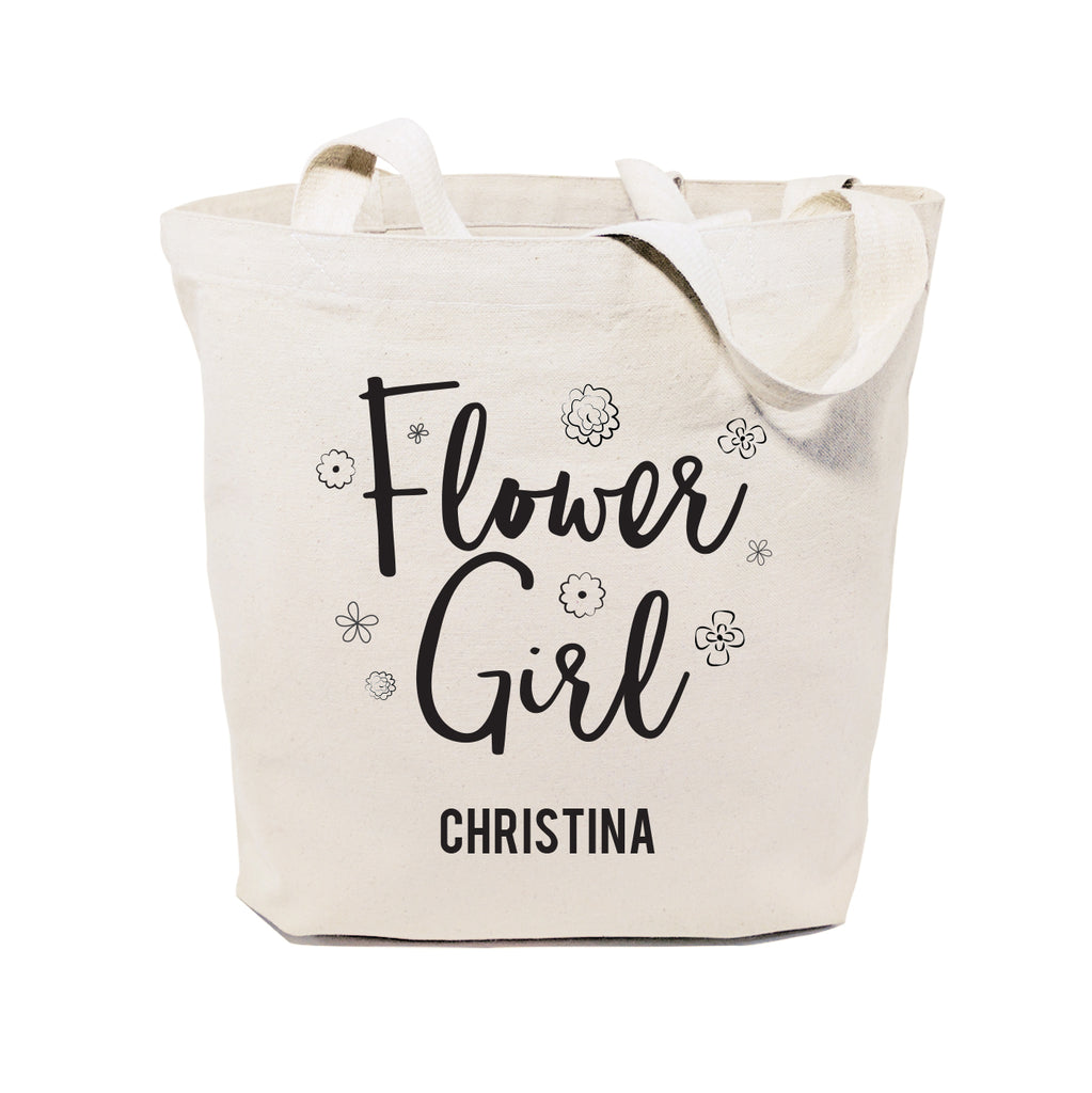 Flower Girl Personalized Wedding Cotton Canvas Tote Bag The