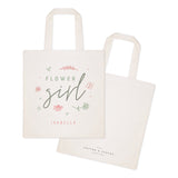 Floral Personalized Name Flower Girl Wedding Cotton Canvas Tote Bag - The Cotton and Canvas Co.