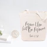 Forgive and You Will Be Forgiven, Luke 6:37 Cotton Canvas Tote Bag - The Cotton and Canvas Co.