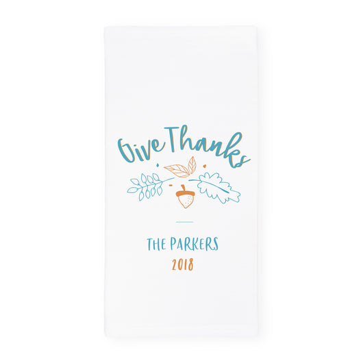 Personalized Give Thanks Kitchen Tea Towel - The Cotton and Canvas Co.