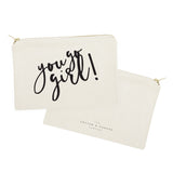 You Go Girl Cotton Canvas Cosmetic Bag - The Cotton and Canvas Co.