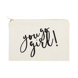 You Go Girl Cotton Canvas Cosmetic Bag - The Cotton and Canvas Co.