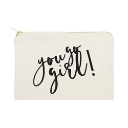 You Go Girl Cotton Canvas Cosmetic Bag - The Cotton and Canvas Co.